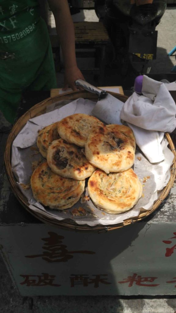 “Chinese pizza” at the lunch stop. Surprisingly delicious.