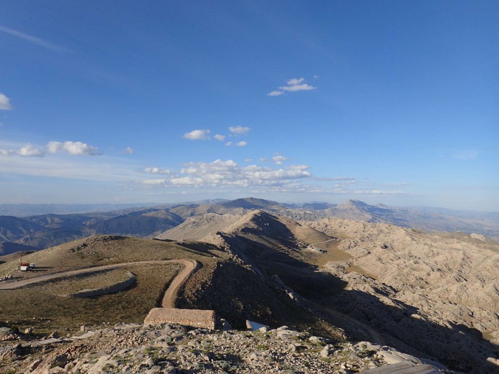 The road back down. On one side was craggy mountains, on the other seemingly endless plains