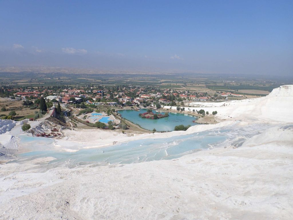 Looking down over the village of Pamukkale