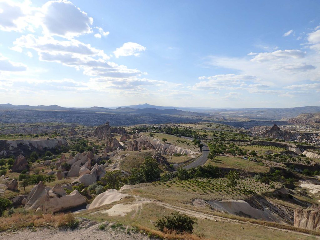 Seven hours and some 400km after picking me up, Gökhan dropped me just 2km from the central town of Cappadocia, Göreme. I’d say it was a successful ride! This was the view from the lookout over the road towards Göreme.