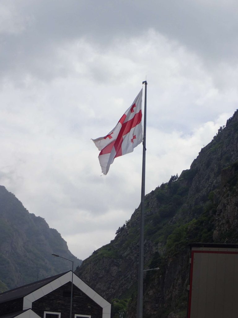 The Georgian flag waving in the wind