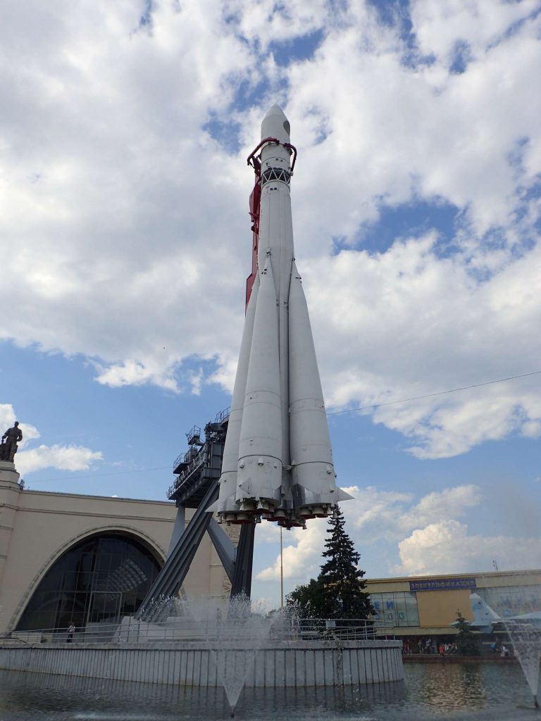 The Vostok spacecraft suspended in the air