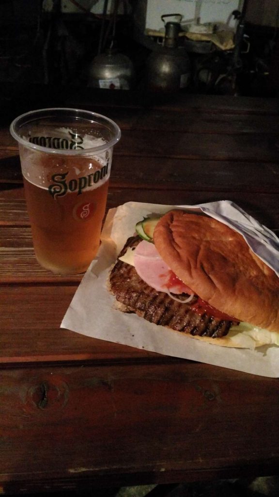 A sloppy-yet-deceptively-tasty burger ‘n’ beer; I’m still solidly in meat territory. Just the way I like it!