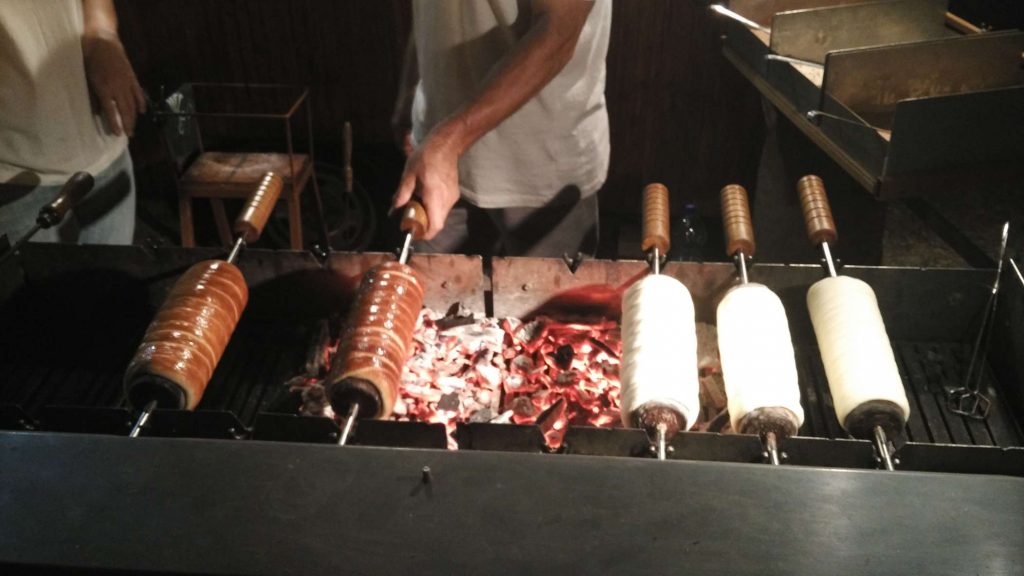 The ends of the drums hooked into a chain system which automatically rotated the dough